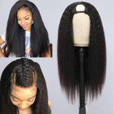 Black U Part Yaki Kinky Straight Wig